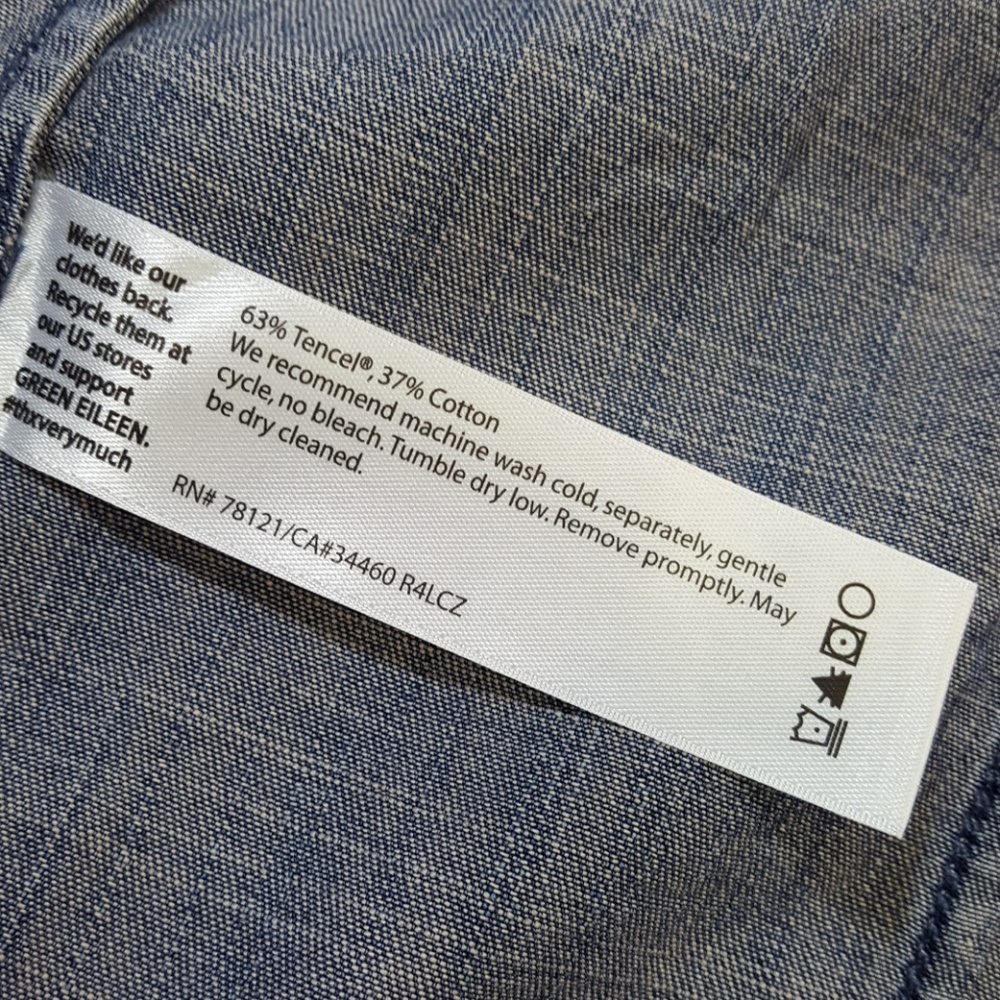 EILEEN FISHER DENIM STIRT DRESS (XS/TP) Blue Midi - Picture 8 of 8